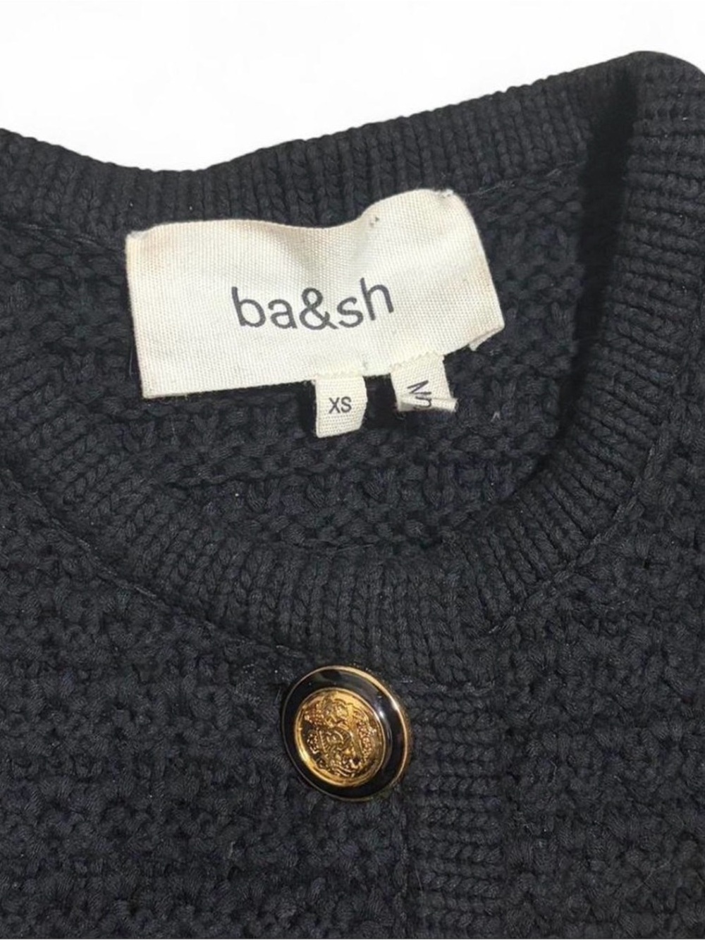 ba&sh Black Knit Sweater with Gold Buttons